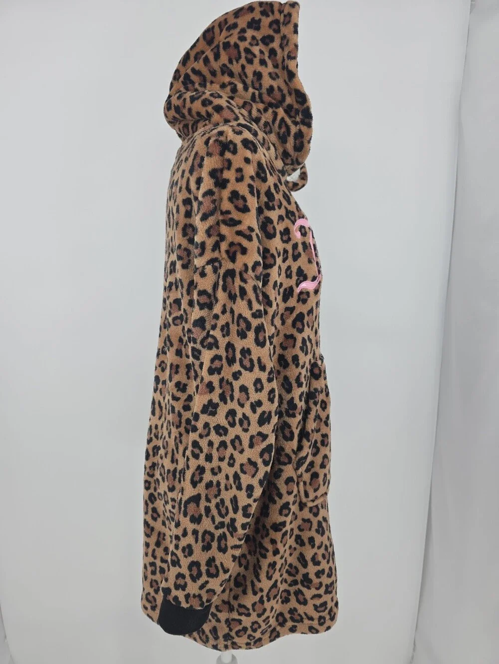 Juicy Couture S/M Leopard Print Plush Hooded Sleepwear Sherpa Lounge Dress